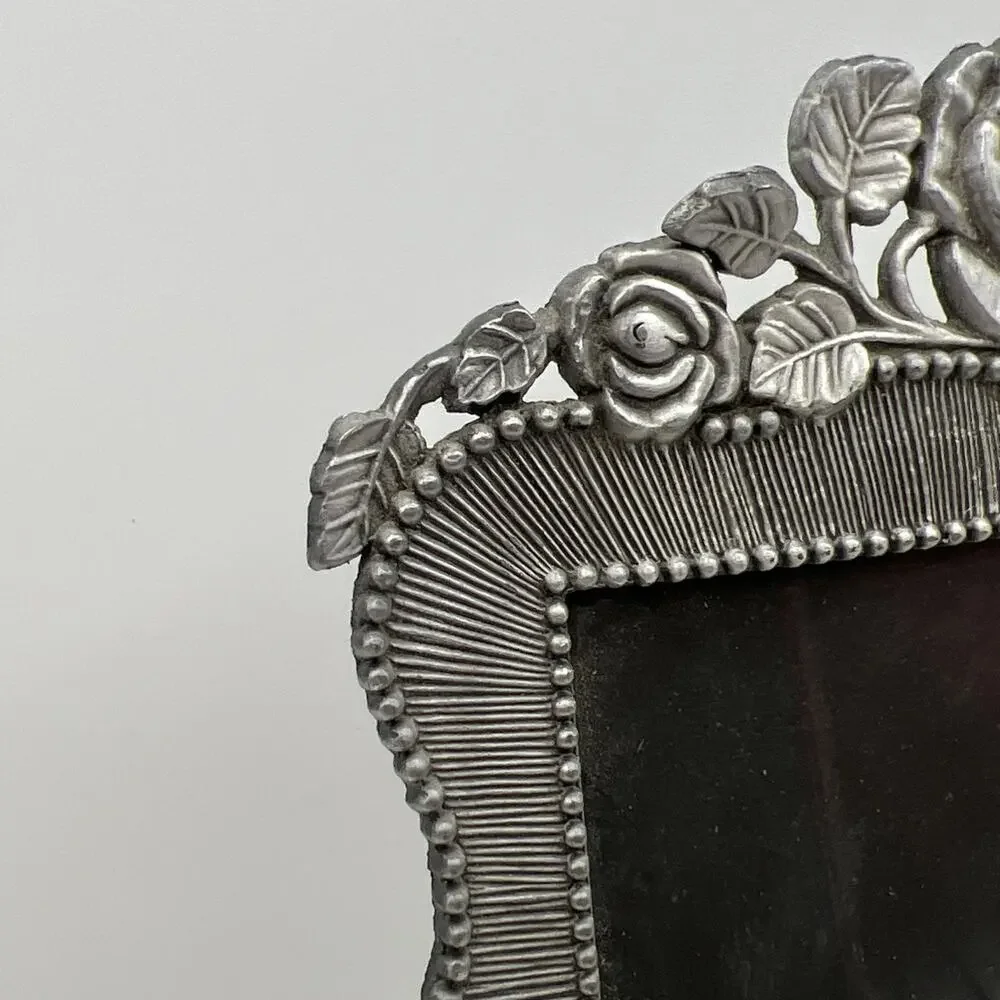 Victoria's Secret Silver Pewter Rose Floral 5x7